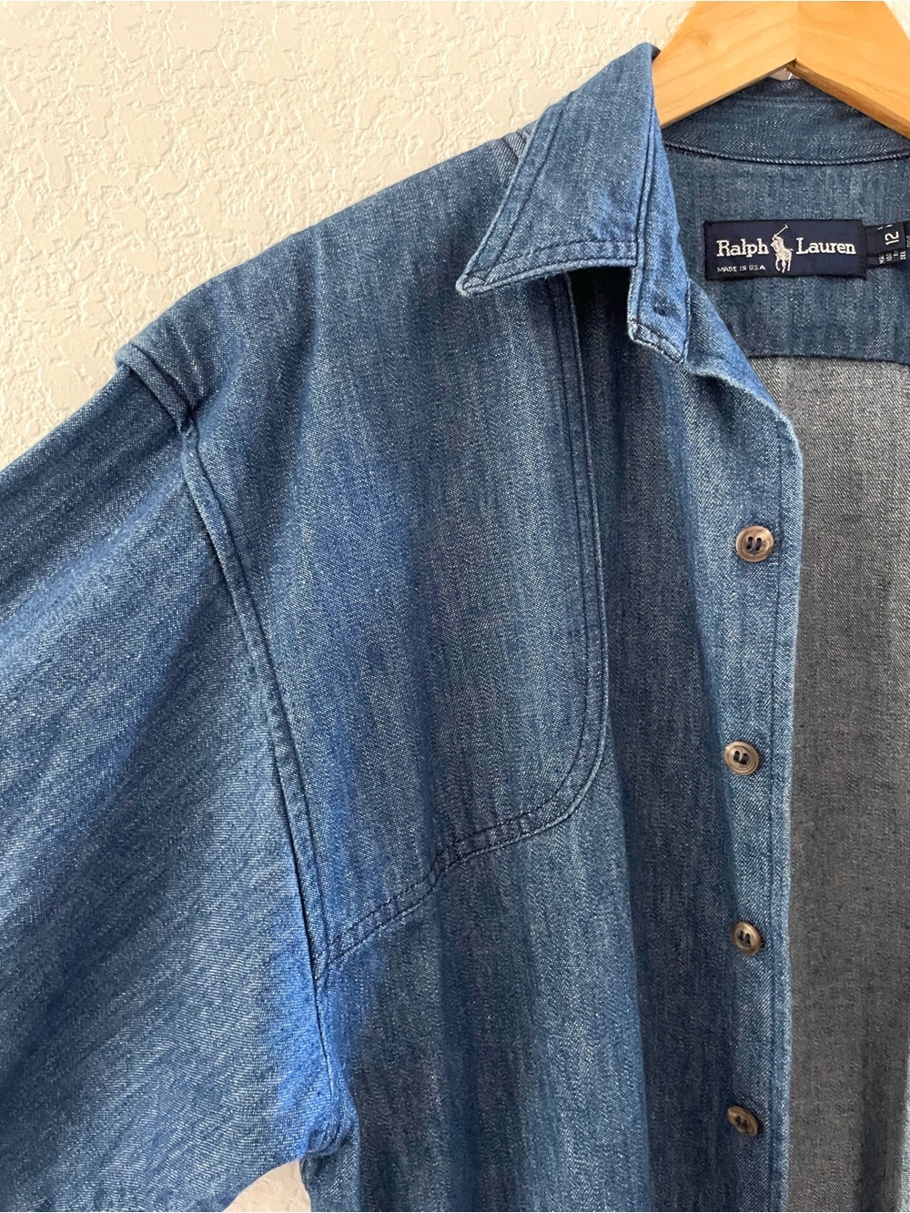 Ralph Lauren Denim Midi Shirt Dress Duster in Indigo Blue Vintage 70s 80s - Picture 4 of 13